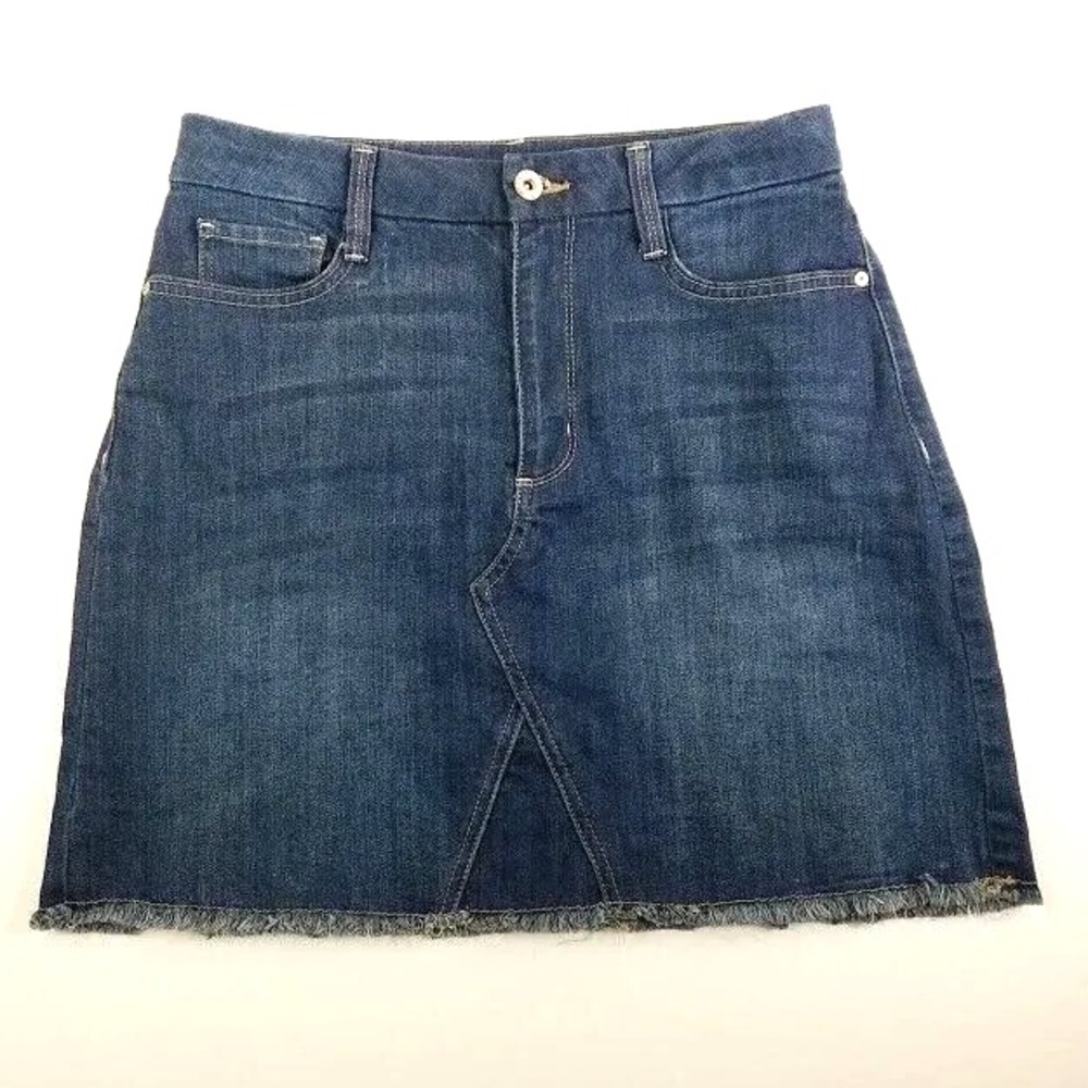Arizona Jean Co Skirt Womens 7 Blue Denim Raw‎ Hem Mini Jean Casual Stretch